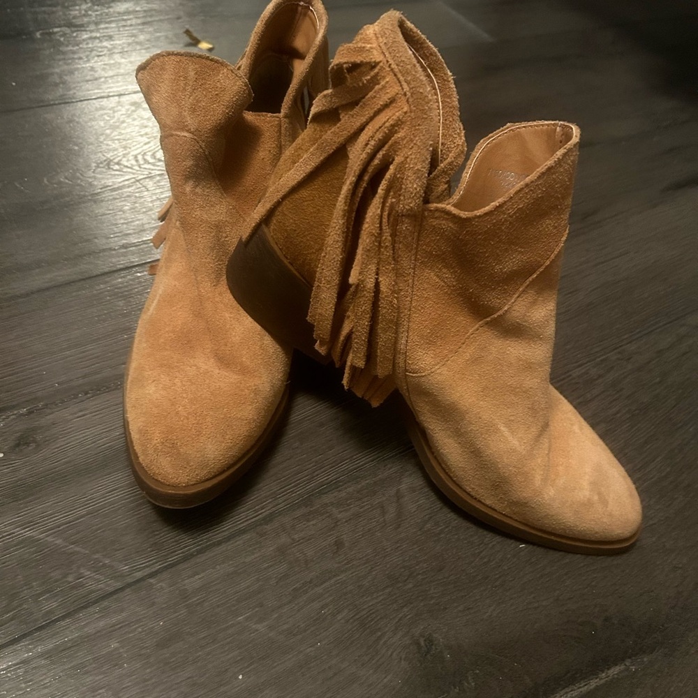 Suede fringe booties